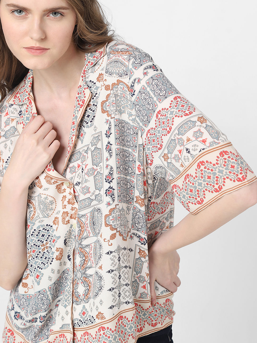 Beige Printed Shirt