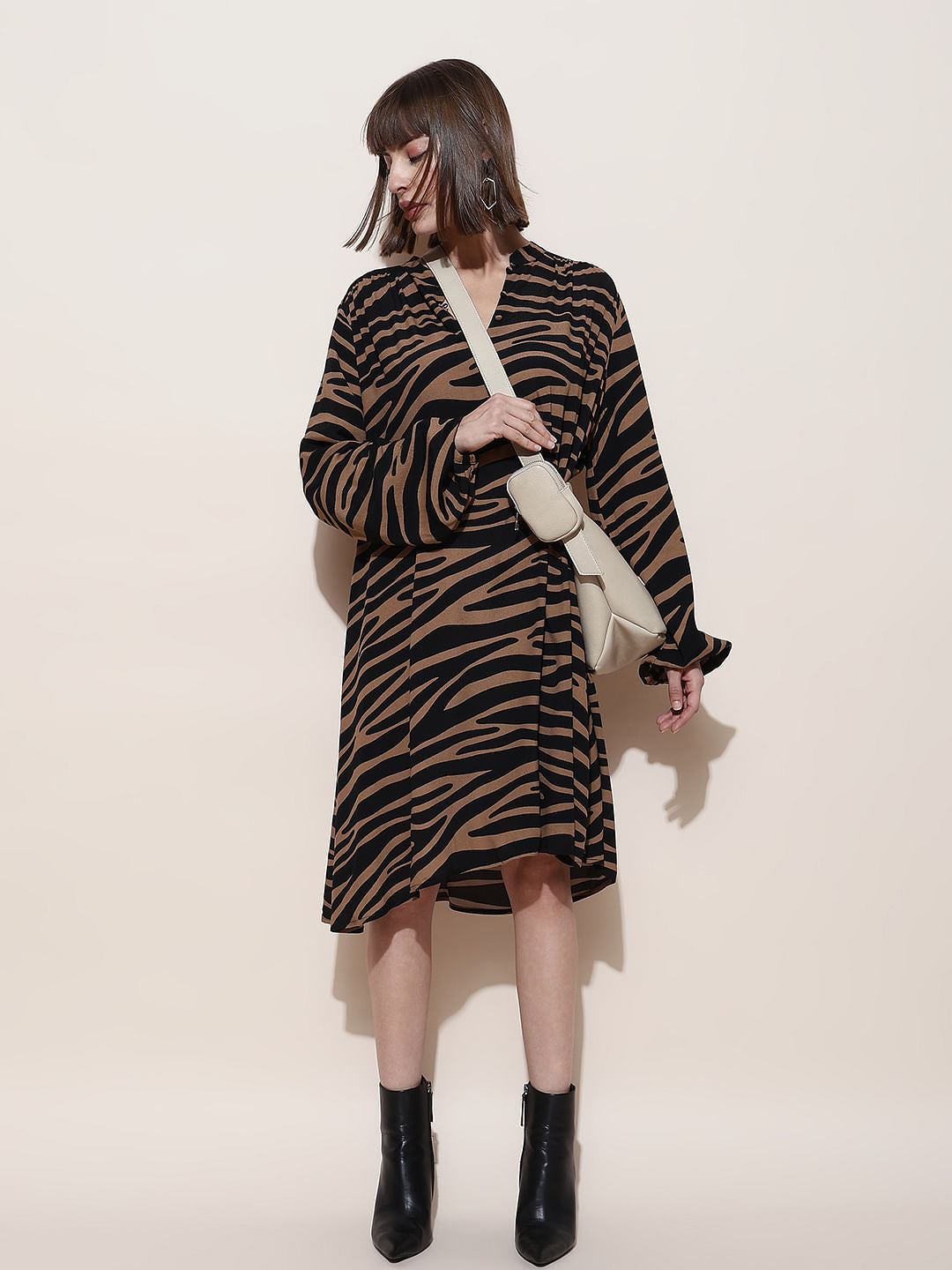 Brown Animal Print Shift Dress