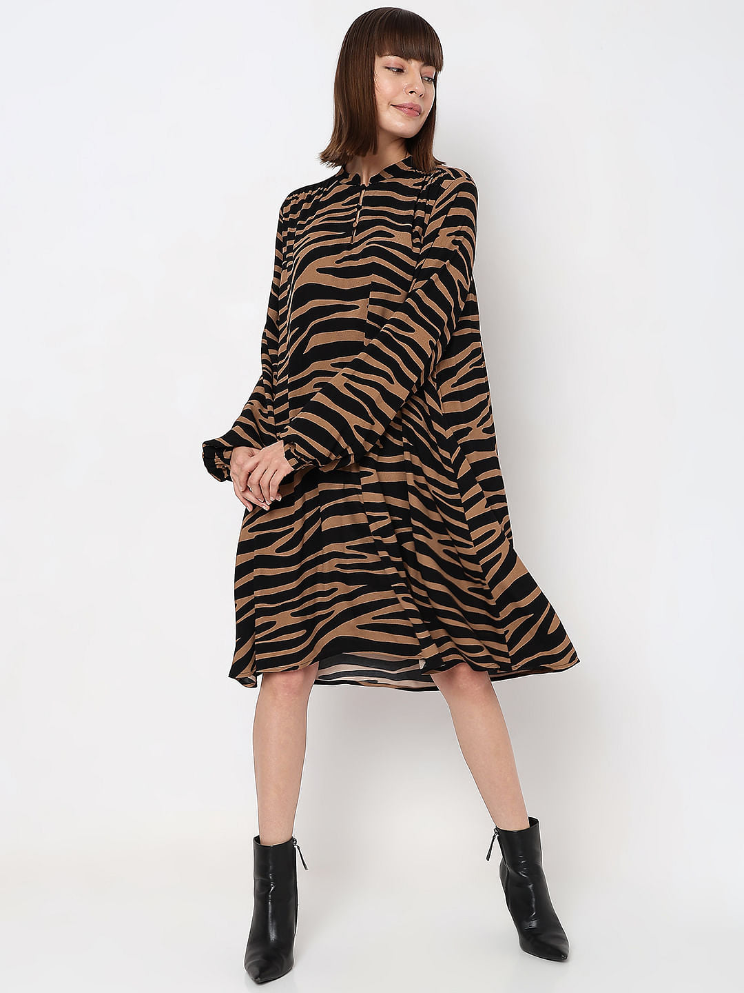 Brown Animal Print Shift Dress
