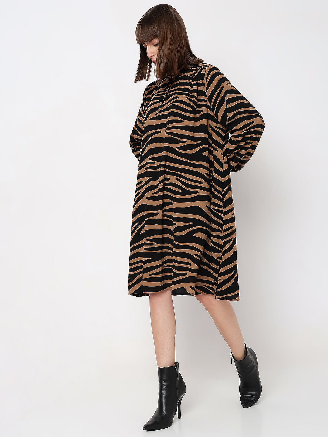 Brown Animal Print Shift Dress
