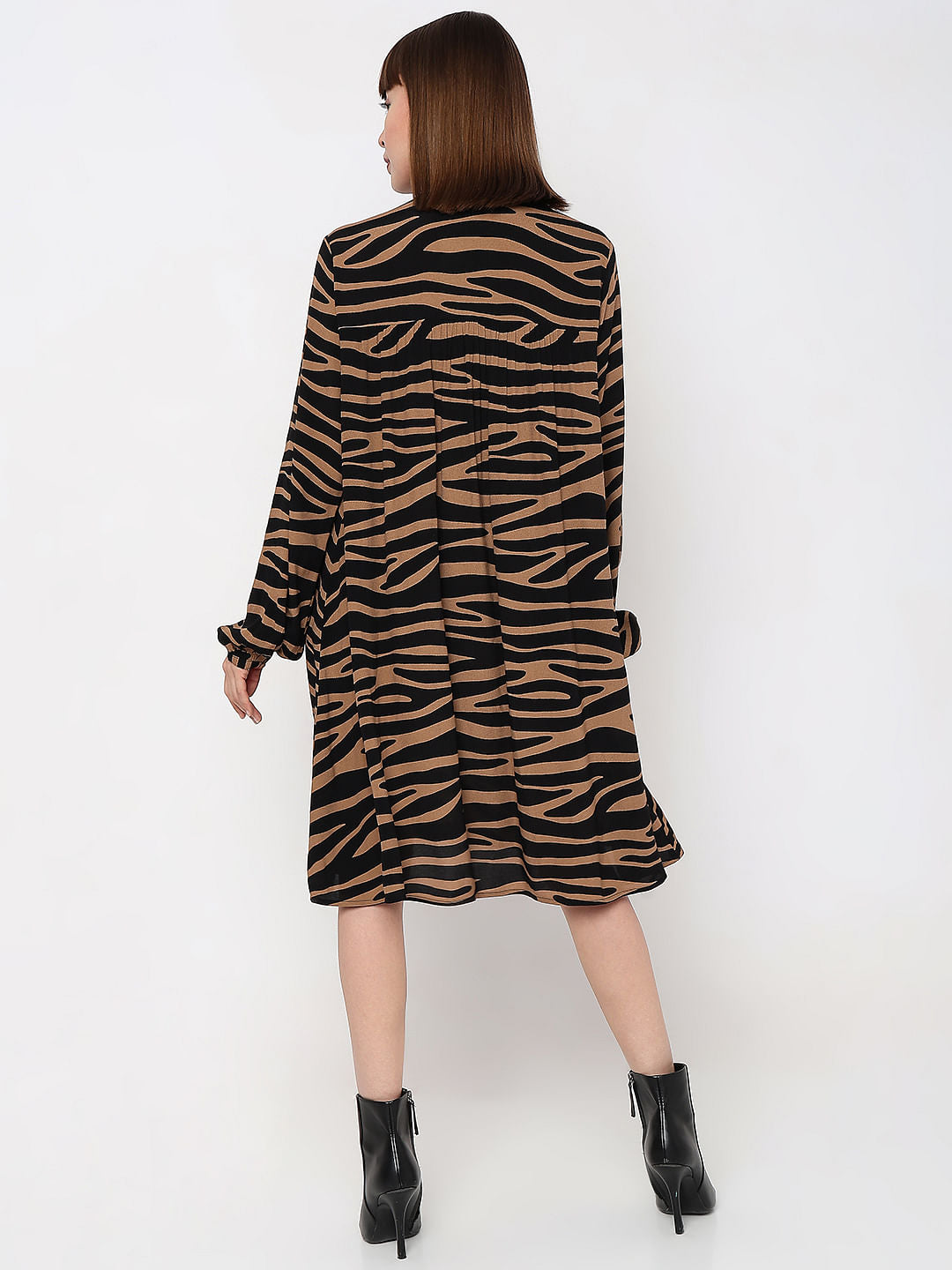 Brown Animal Print Shift Dress