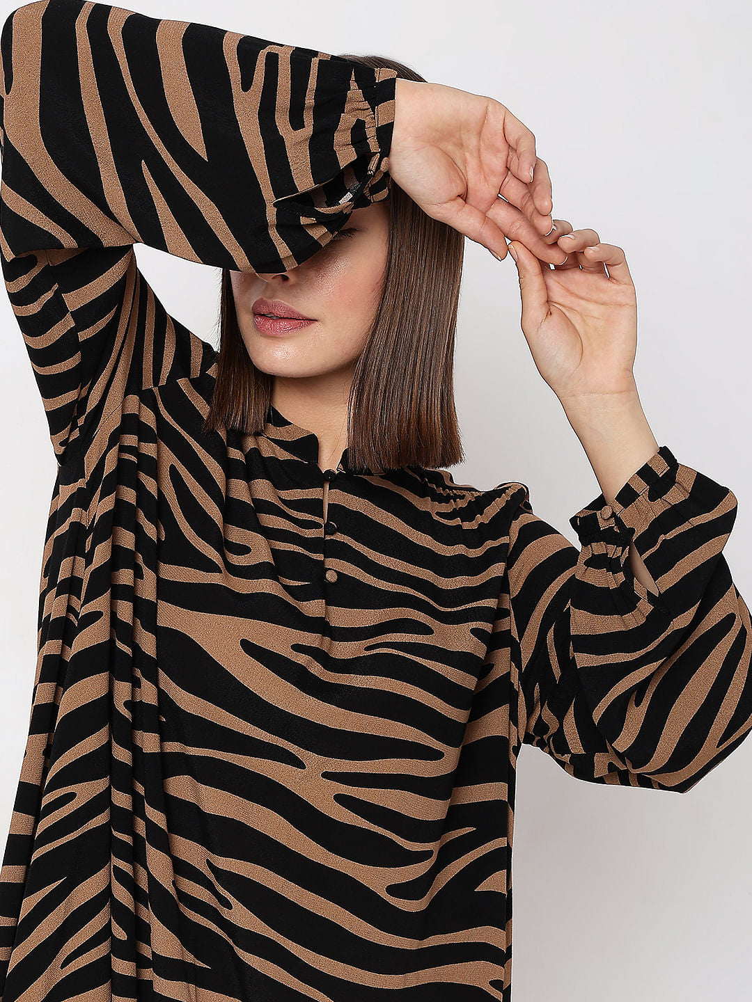 Brown Animal Print Shift Dress