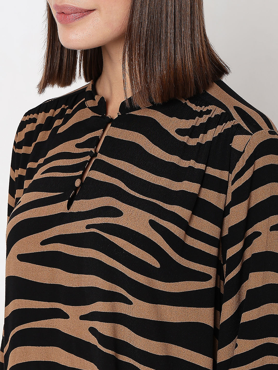 Brown Animal Print Shift Dress