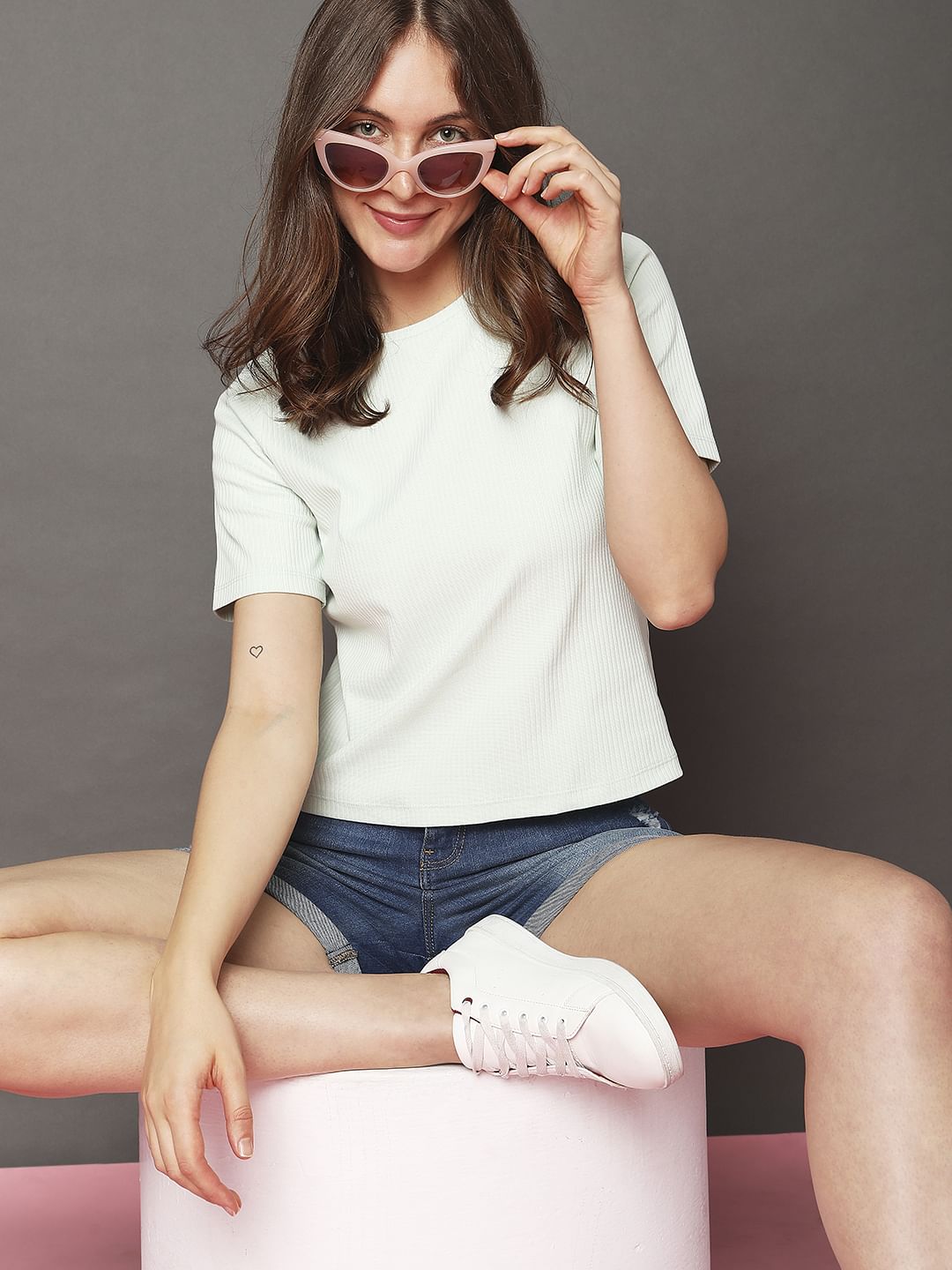 Green Ribbed T-Shirt