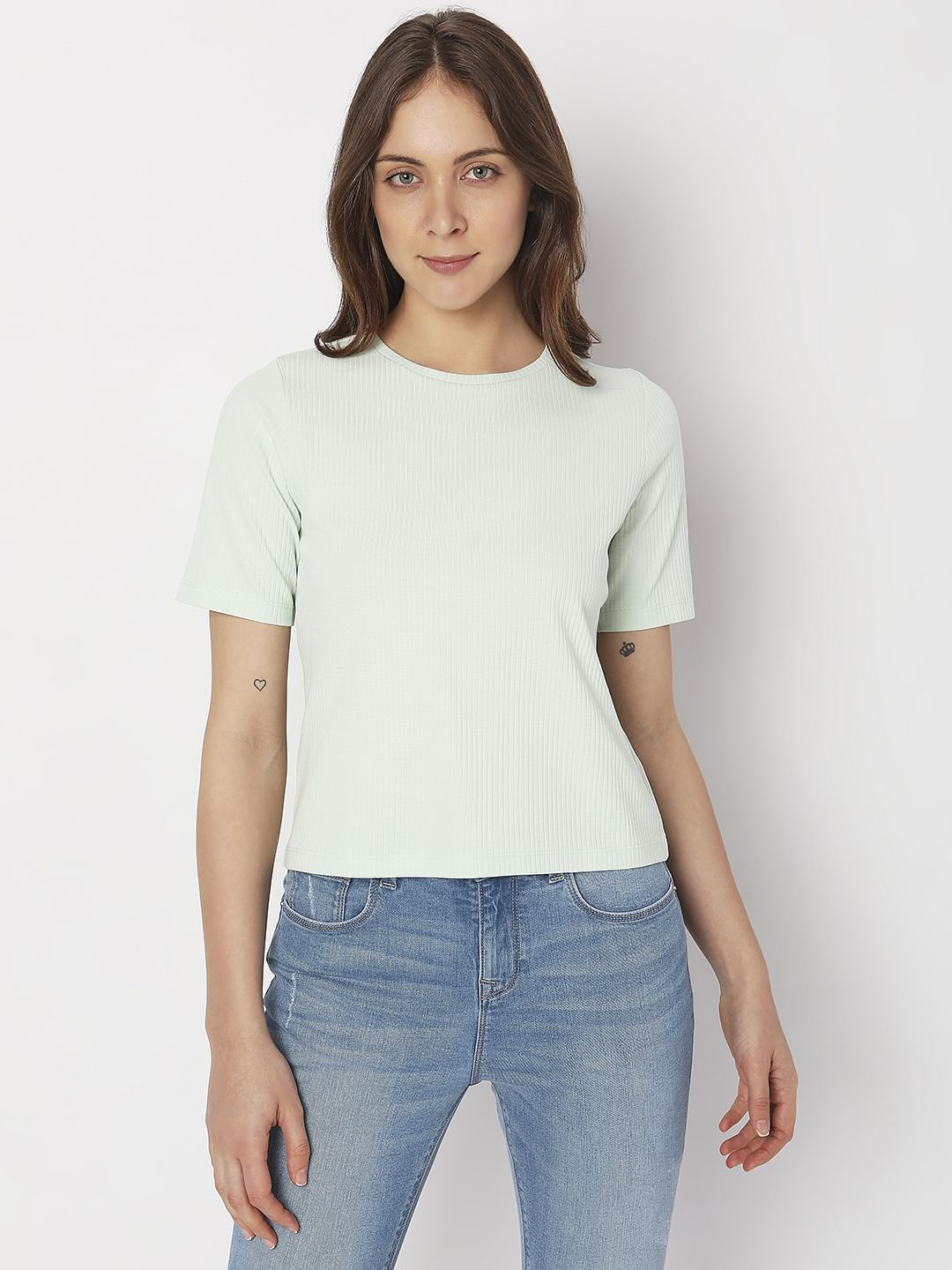 Green Ribbed T-Shirt