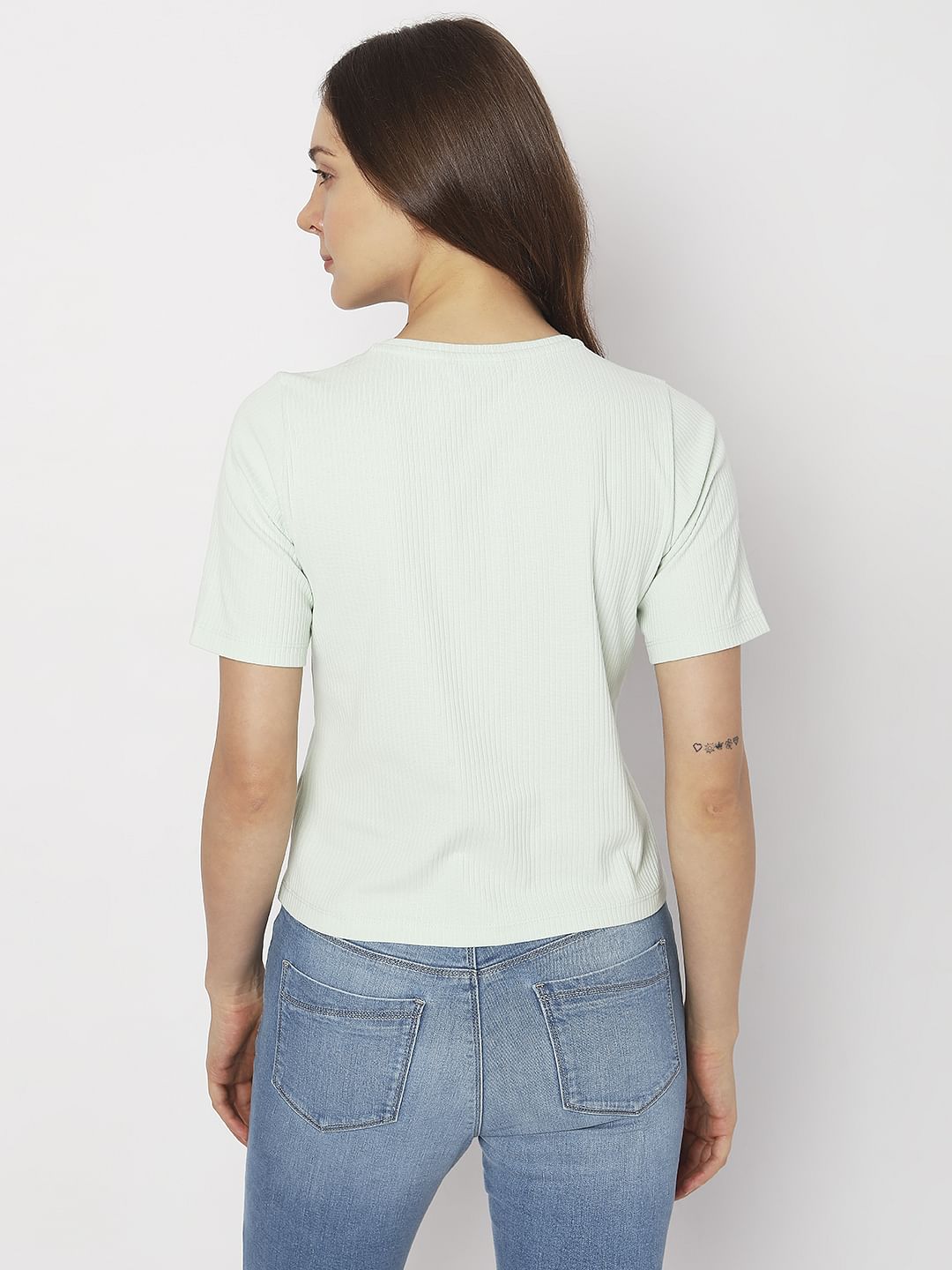 Green Ribbed T-Shirt