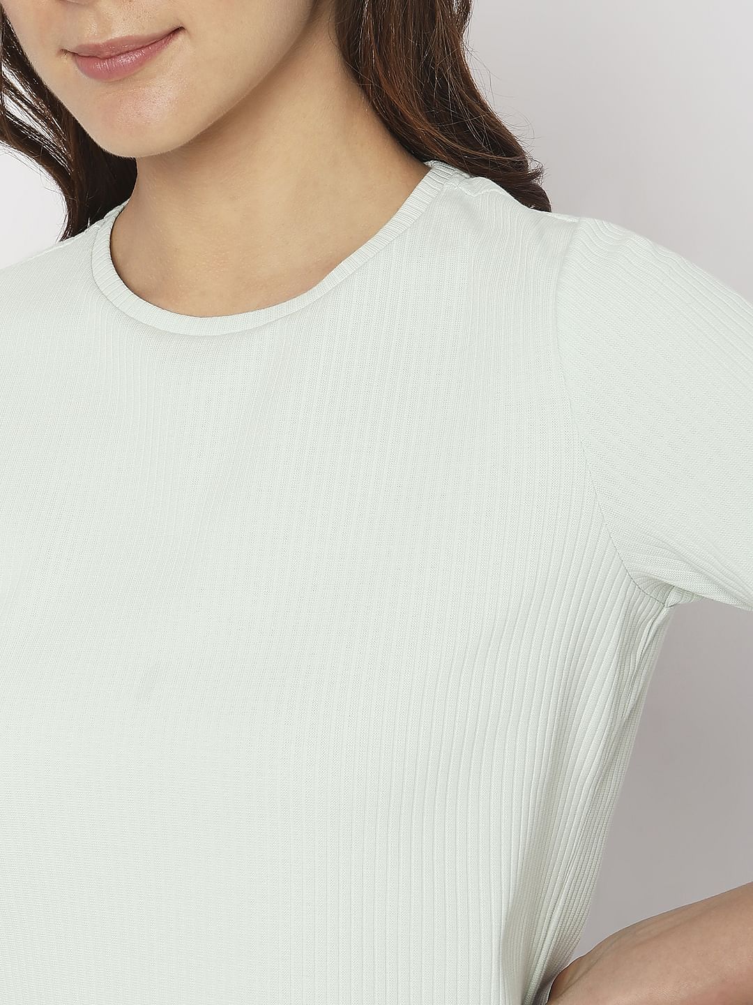 Green Ribbed T-Shirt