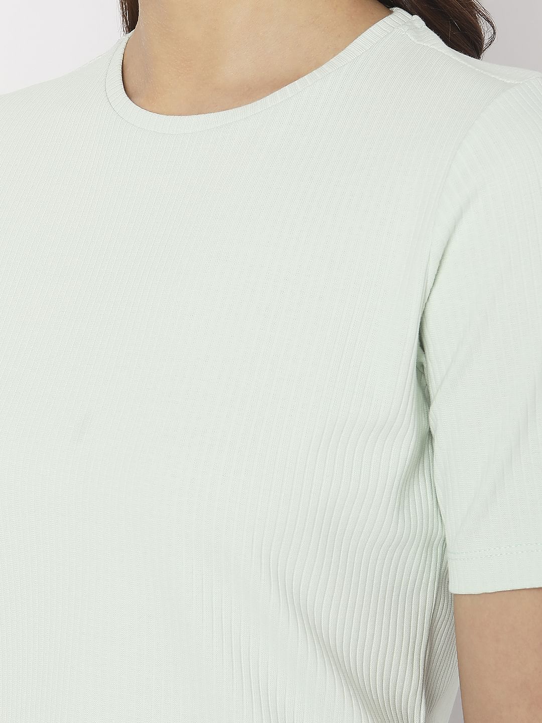 Green Ribbed T-Shirt