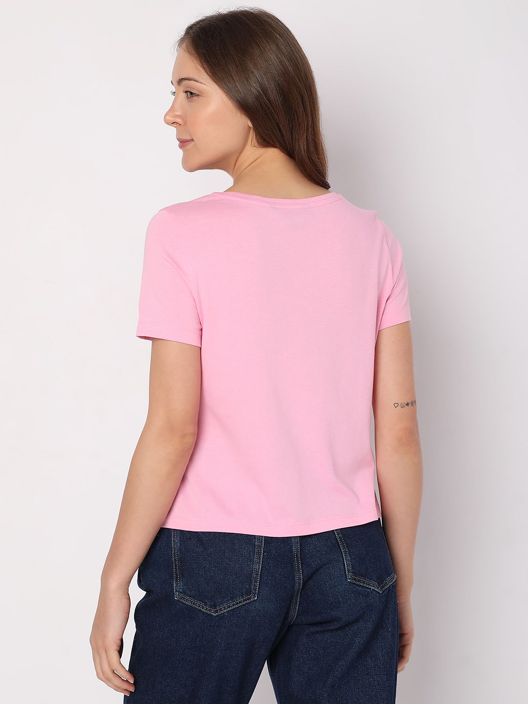 Pink Text Print T-Shirt