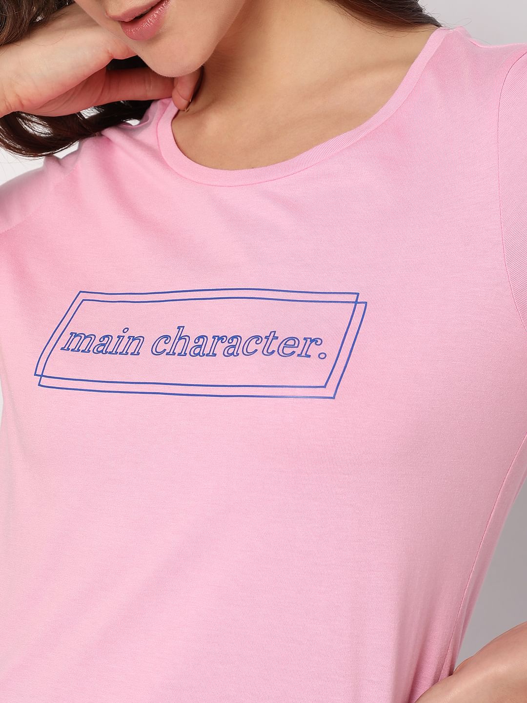 Pink Text Print T-Shirt