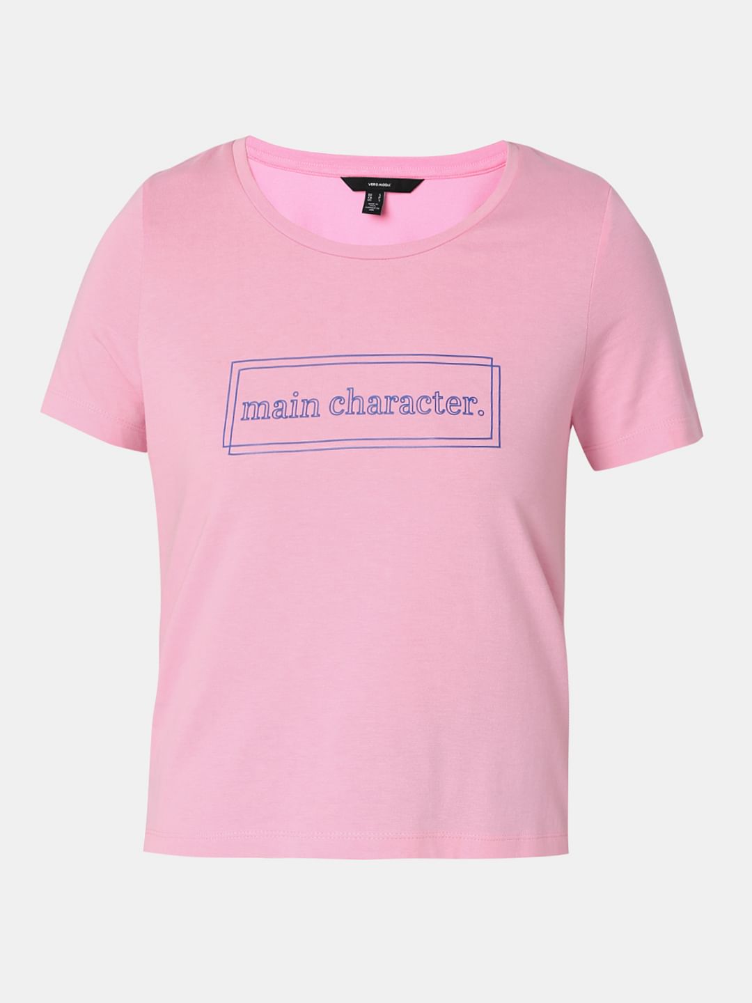 Pink Text Print T-Shirt