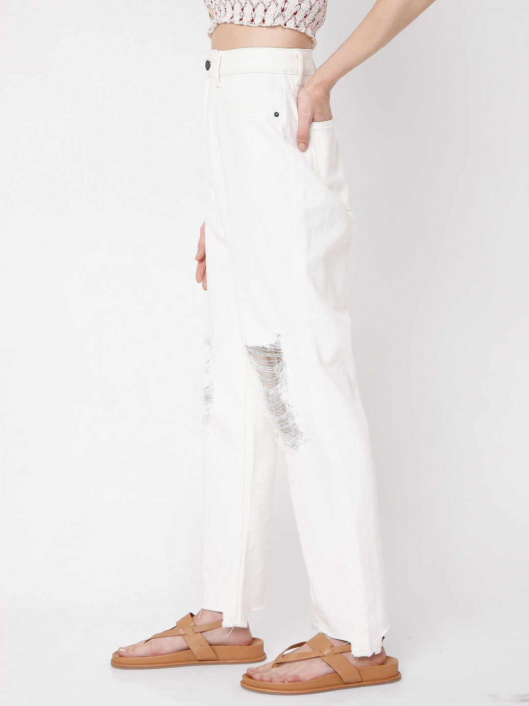 White Ripped Mom Jeans