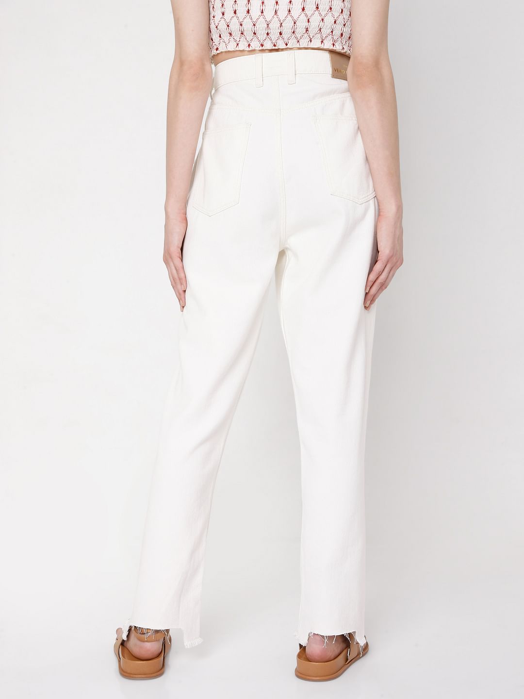 White Ripped Mom Jeans