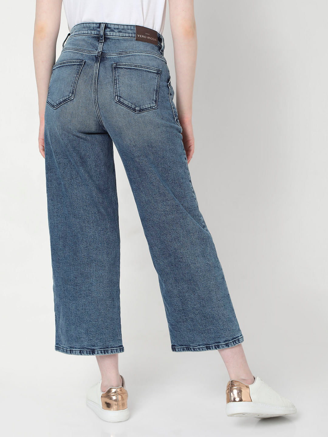 Blue Mid Rise Straight Fit Jeans