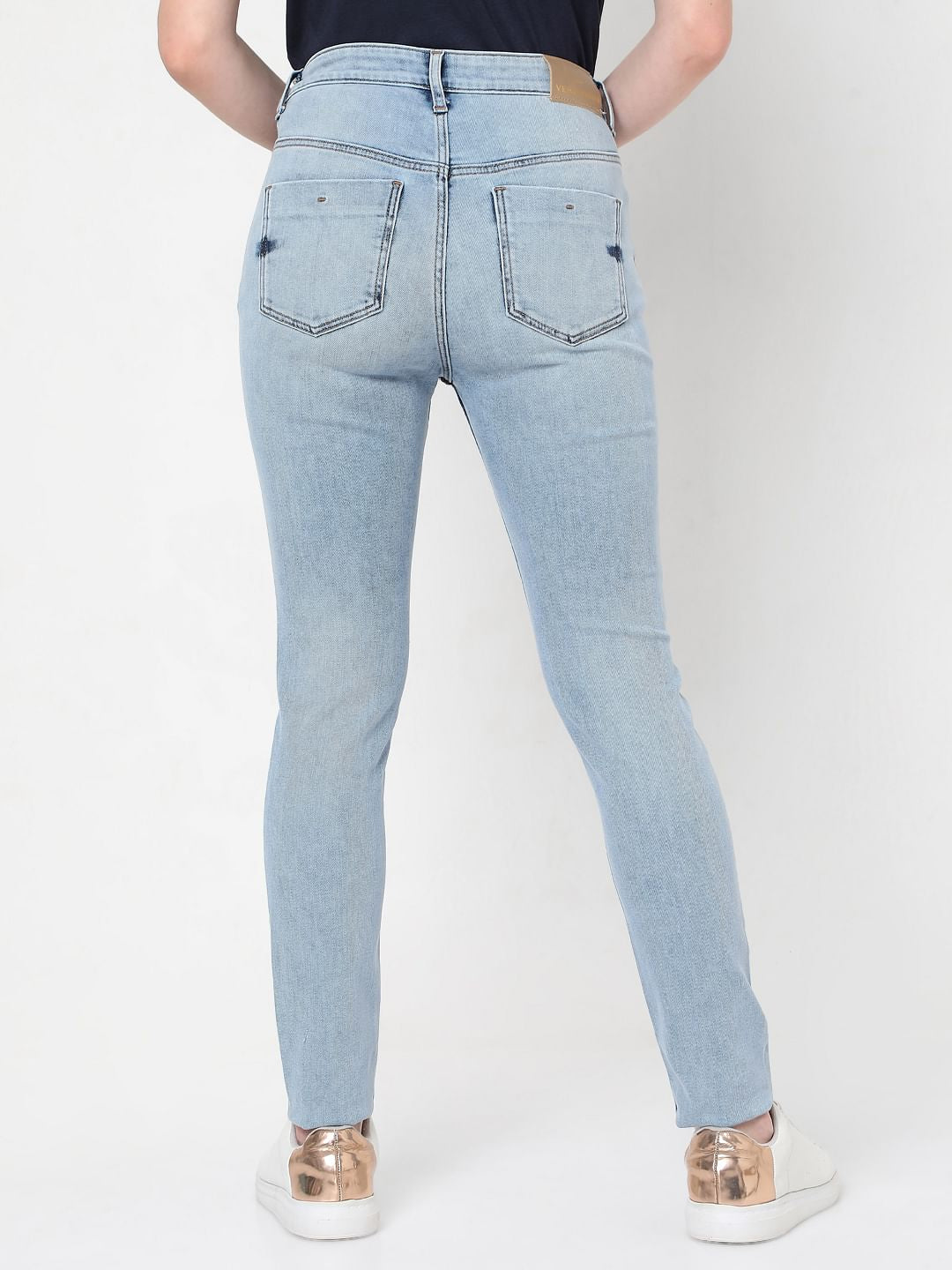 Blue High Rise Ripped Wendy Skinny Jeans
