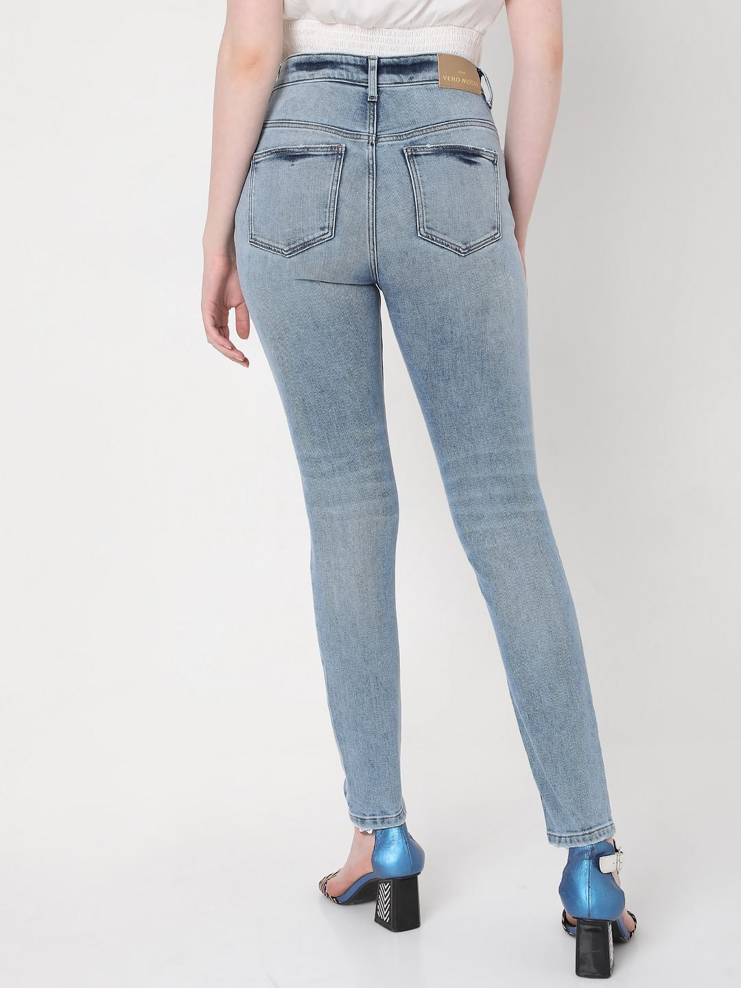 Blue High Rise Ripped Wendy Skinny Jeans