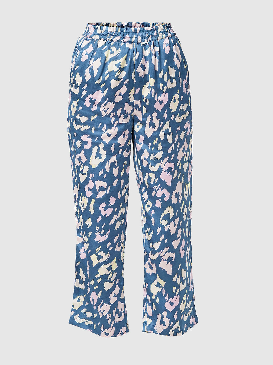 I.Scenery By Vero Moda Blue High Rise Printed Pants