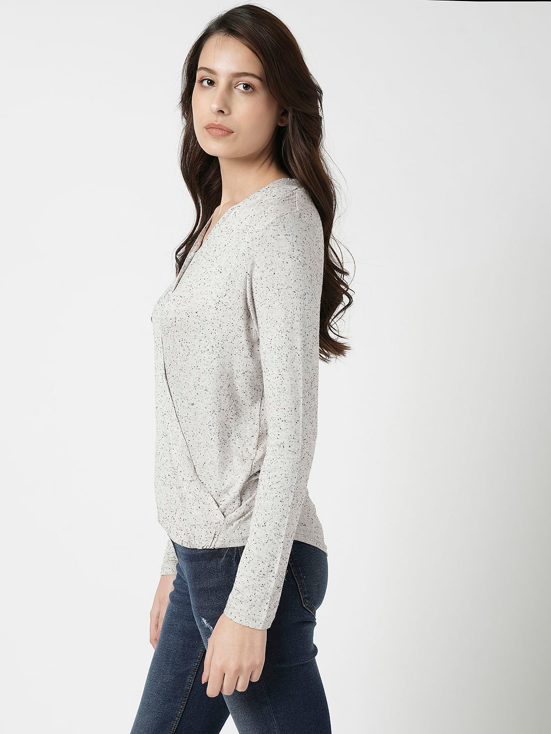 I.Scenery By Vero Moda White Printed Wrap Top