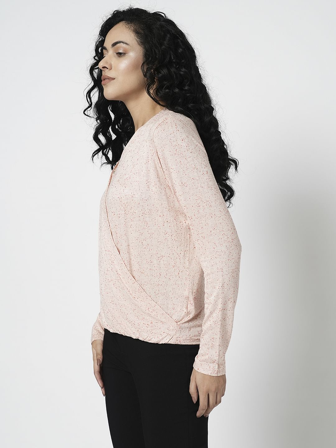 I.Scenery By Vero Moda Pink Mock Wrap Top