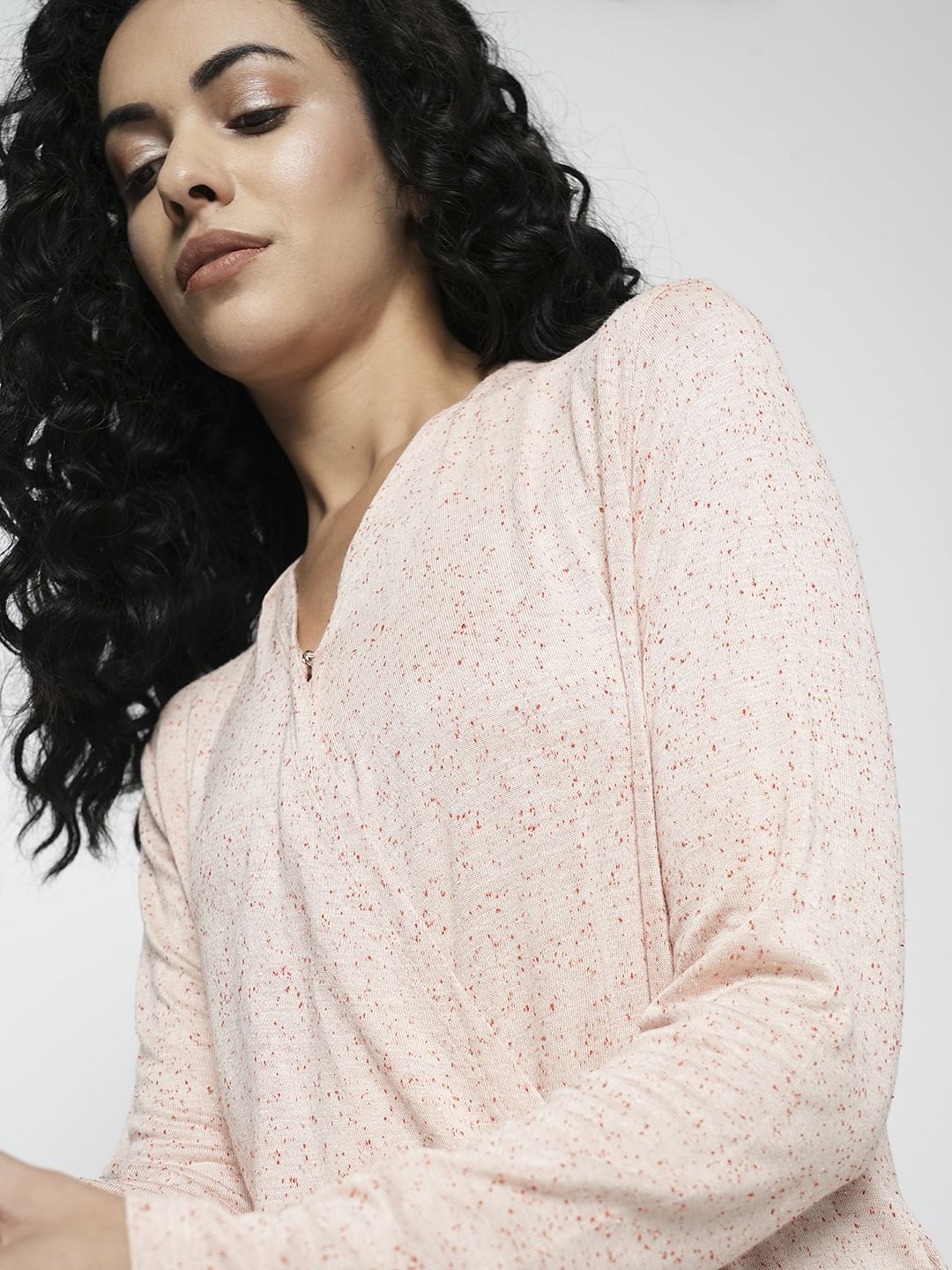 I.Scenery By Vero Moda Pink Mock Wrap Top