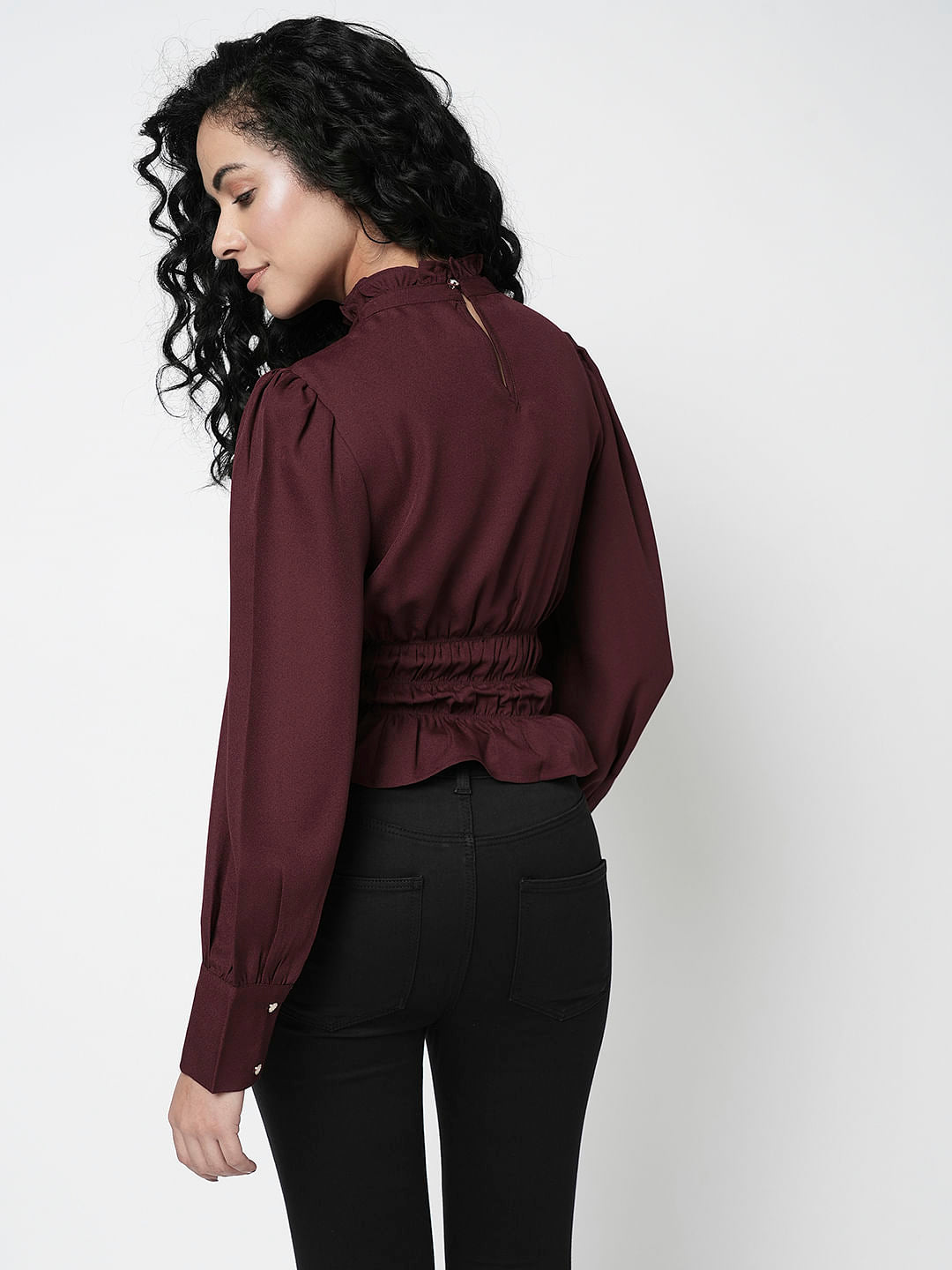I.Scenery By Vero Moda Wine Peplum Top