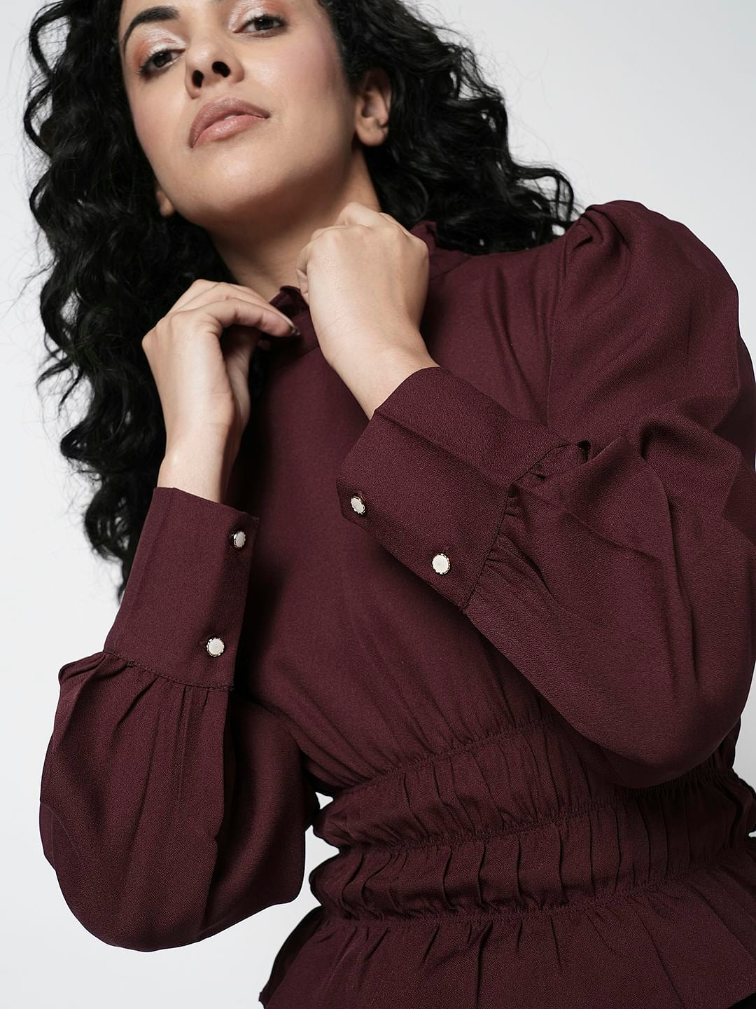 I.Scenery By Vero Moda Wine Peplum Top