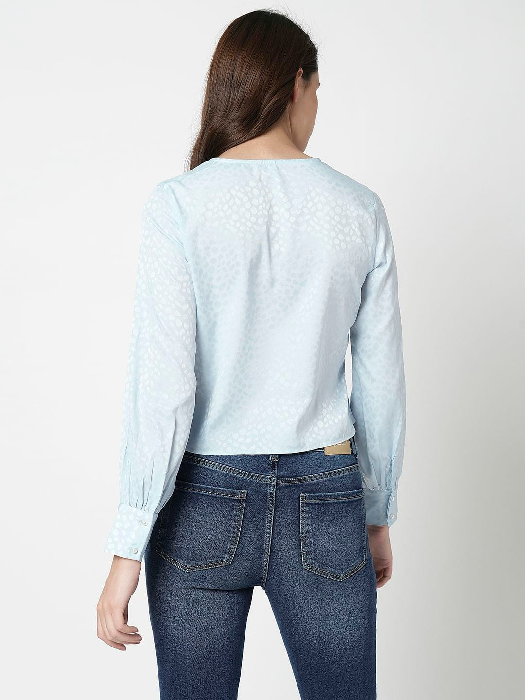 I.Scenery By Vero Moda Blue Front Wrap Top