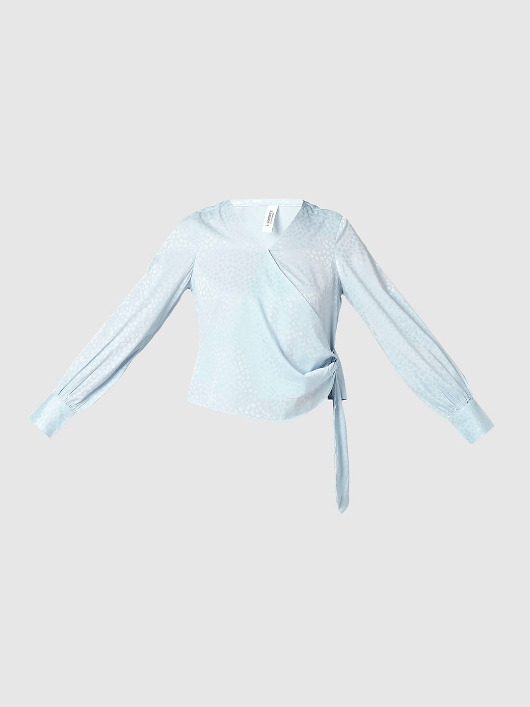 I.Scenery By Vero Moda Blue Front Wrap Top