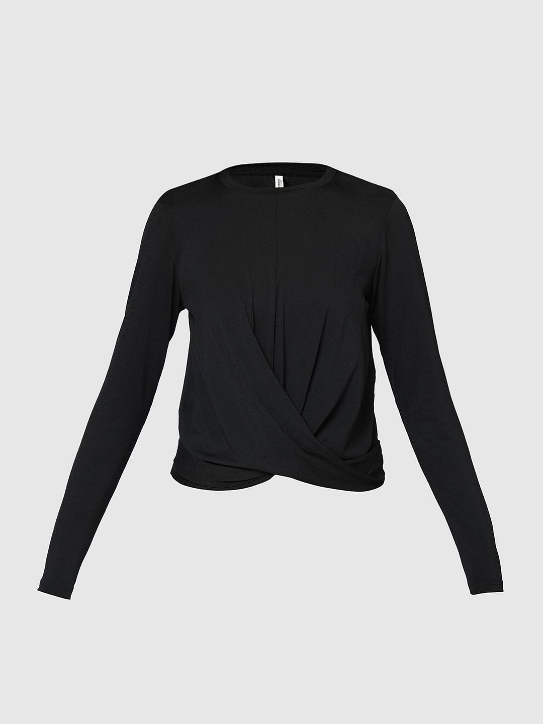 I.Scenery By Vero Moda Black Front Wrap Knit Top