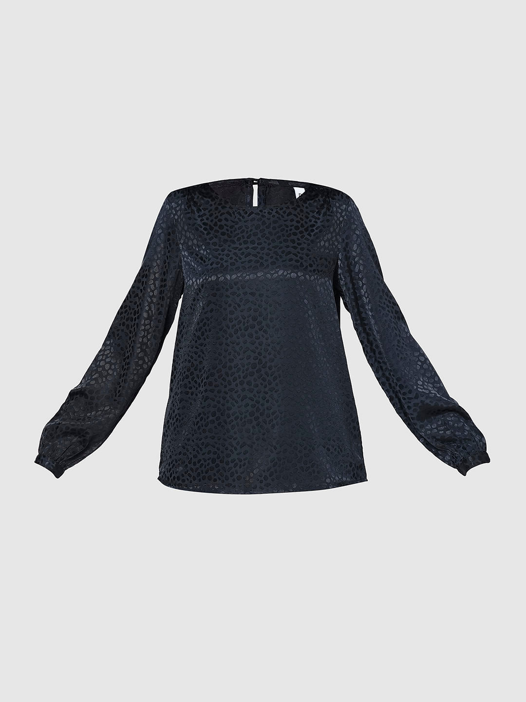 I.Scenery By Vero Moda Navy Blue Textured Top