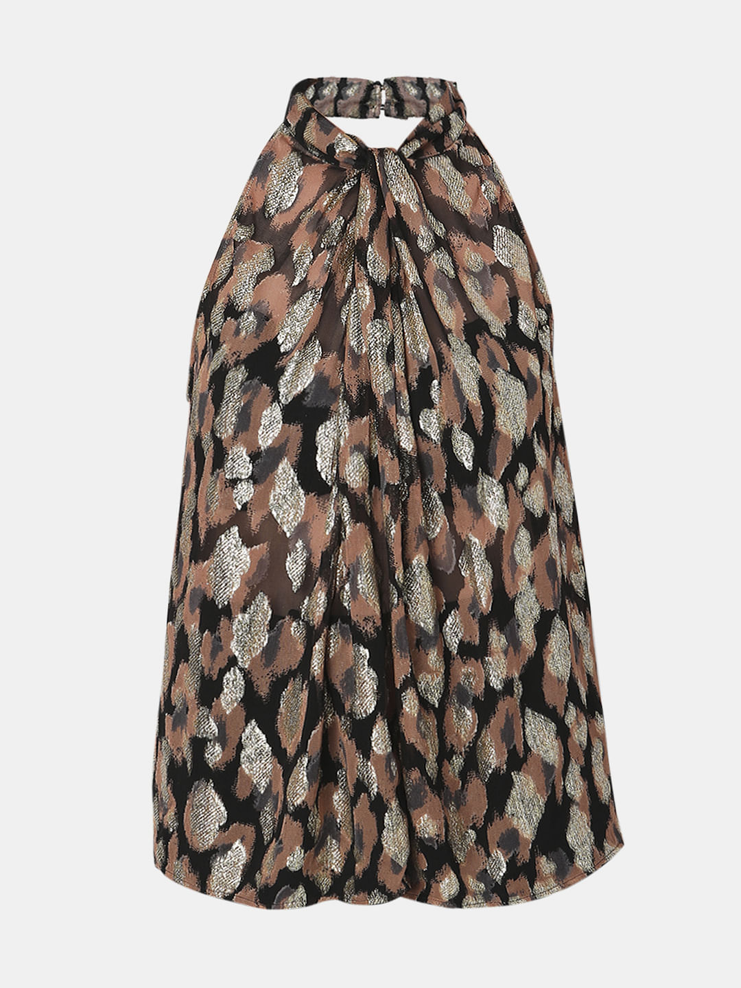 Black Printed Halter Neck Top