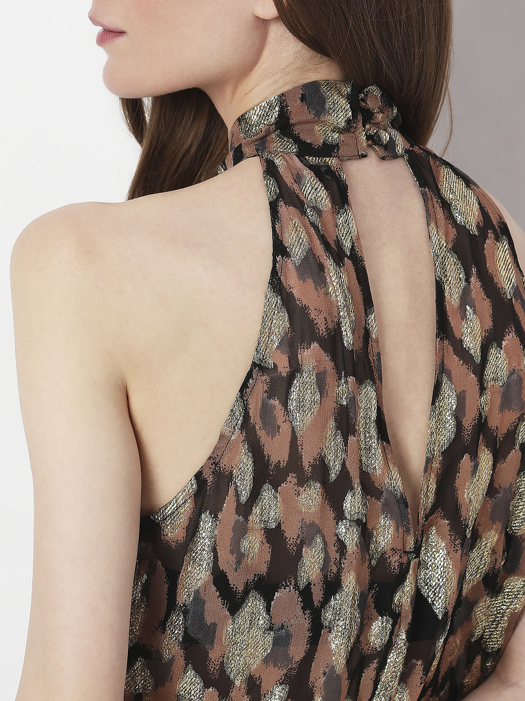 Black Printed Halter Neck Top