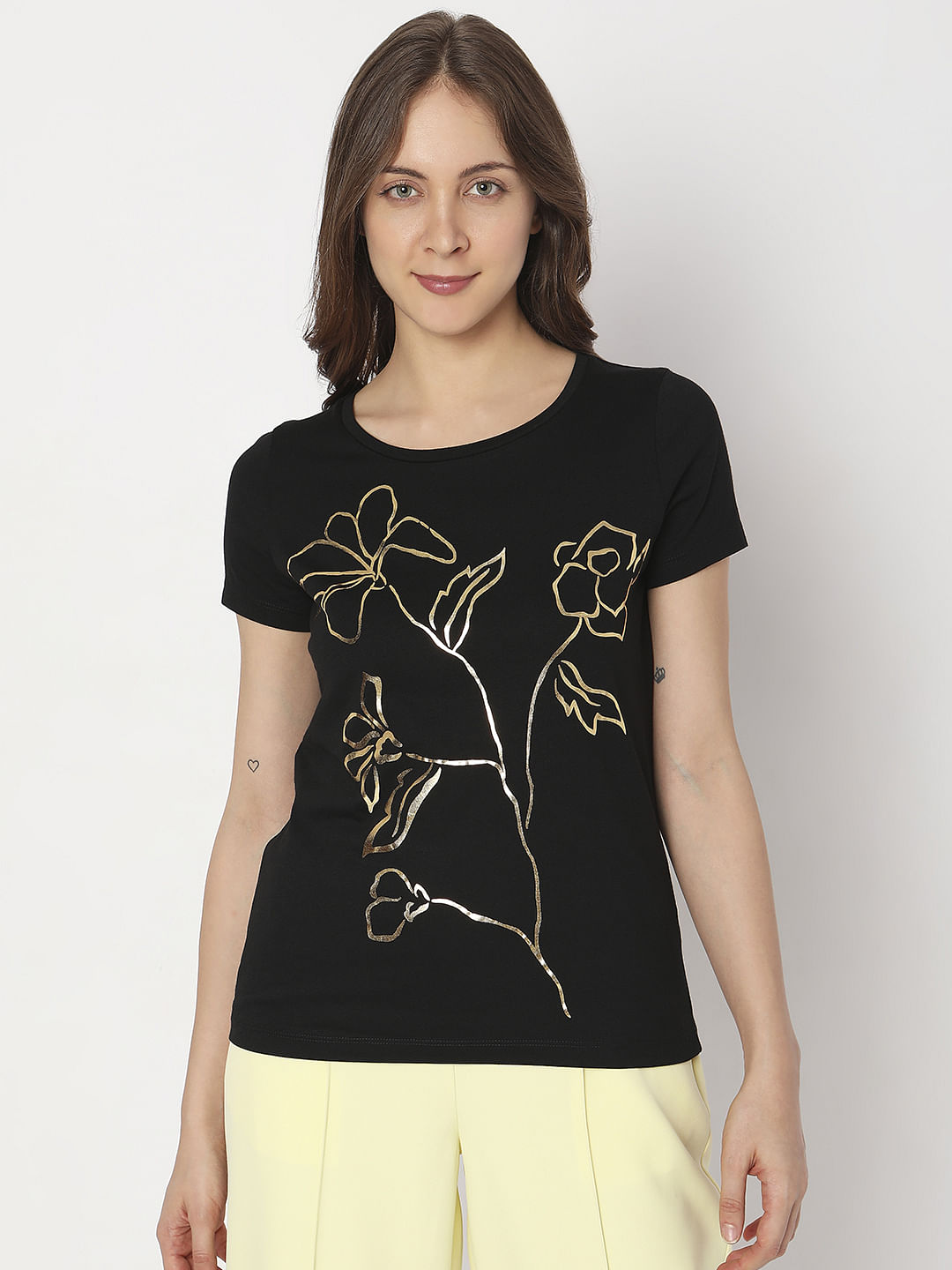 Black Foil Print T-Shirt