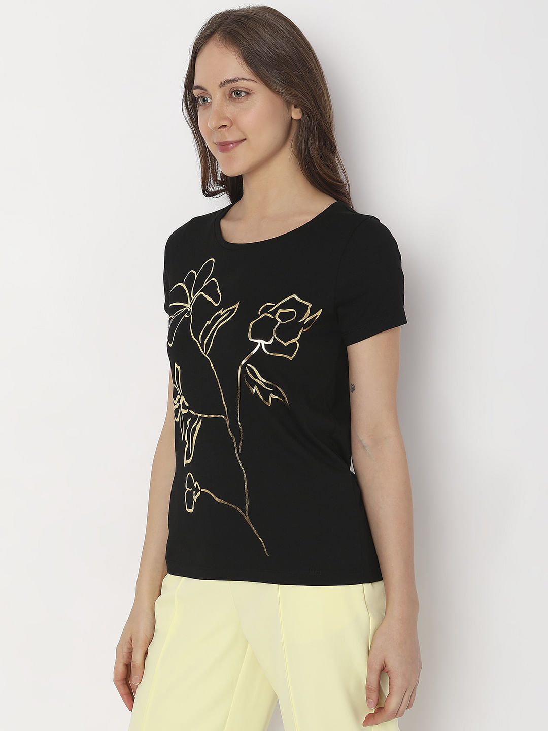 Black Foil Print T-Shirt