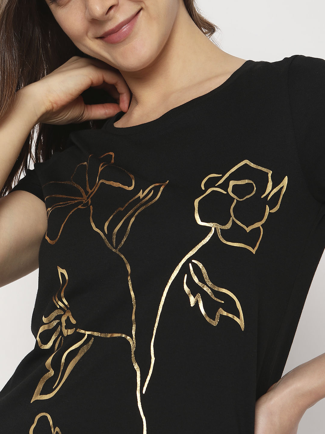 Black Foil Print T-Shirt