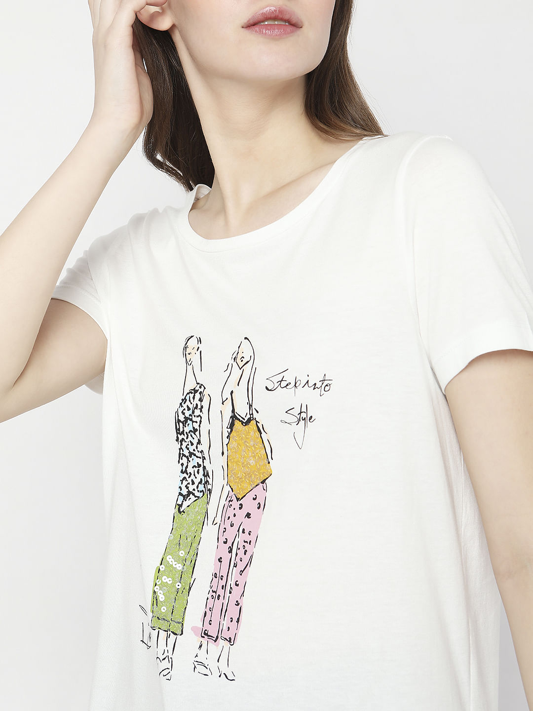 White Graphic Print T-Shirt