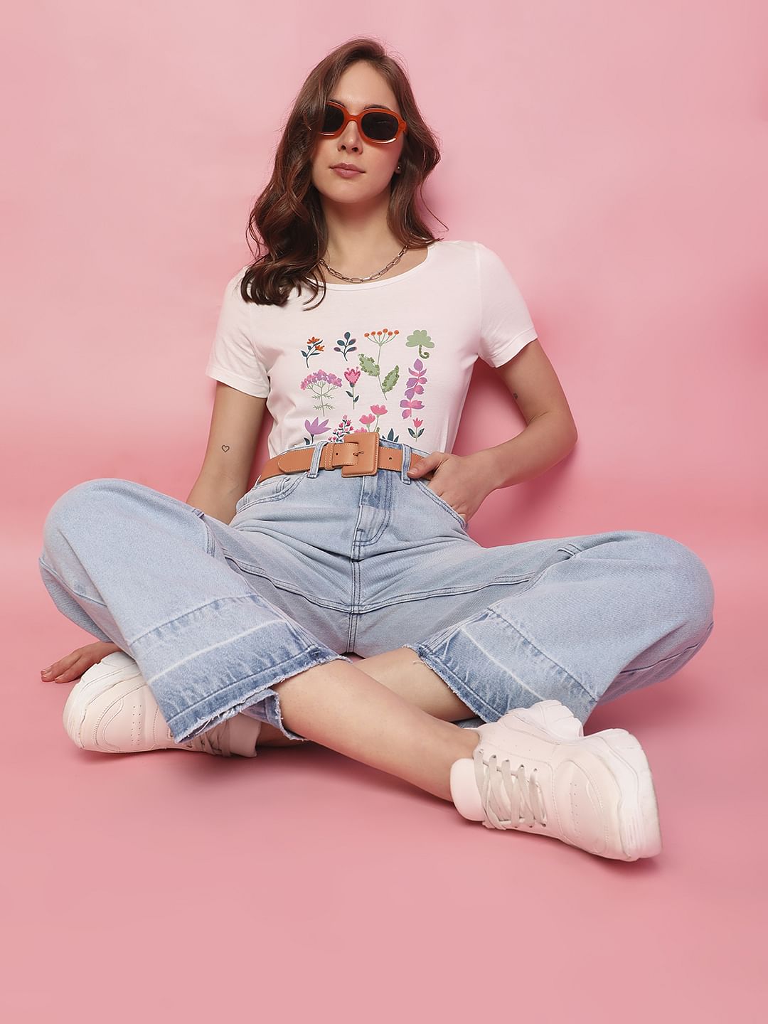 White Graphic Print T-Shirt