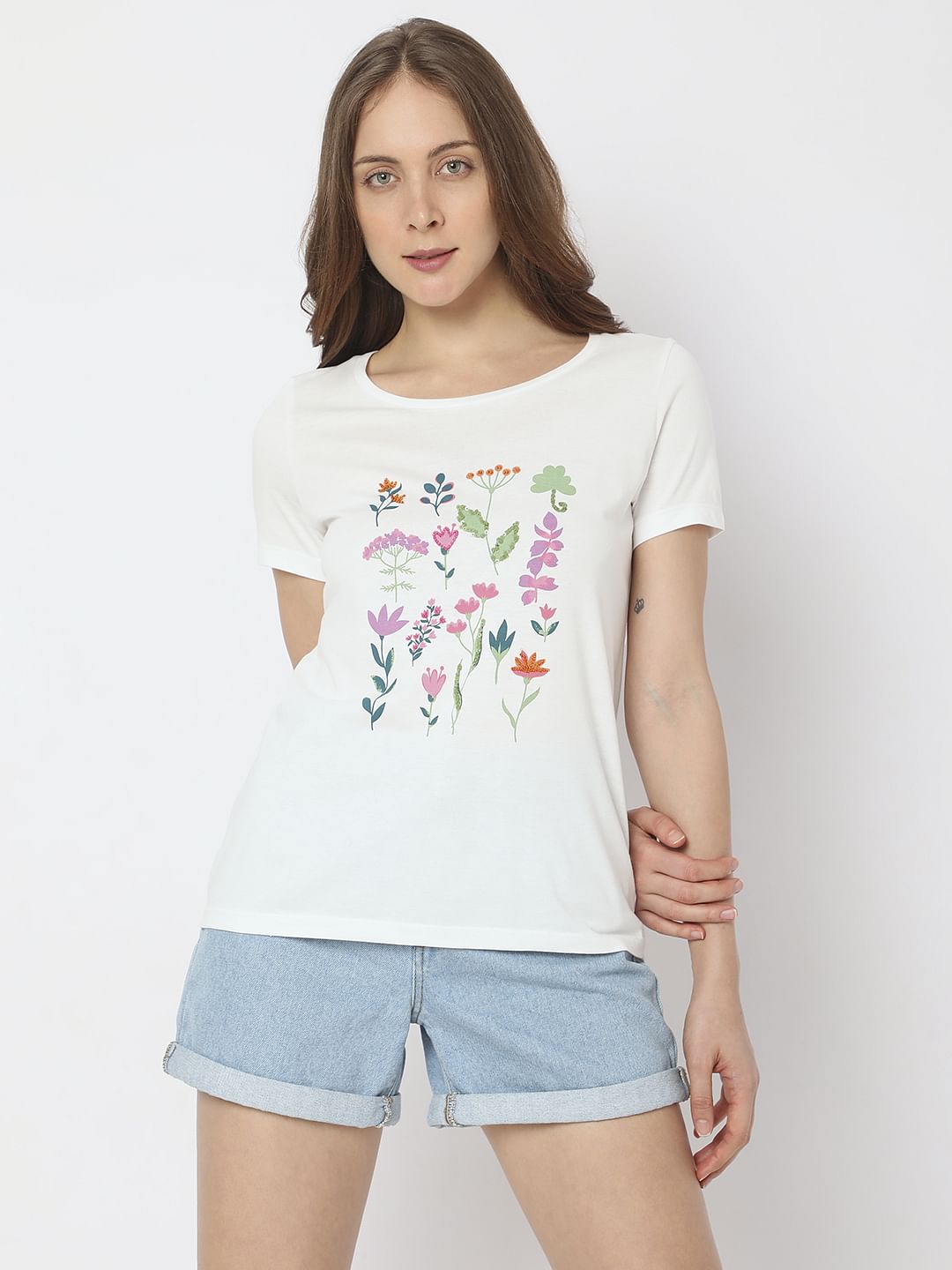 White Graphic Print T-Shirt