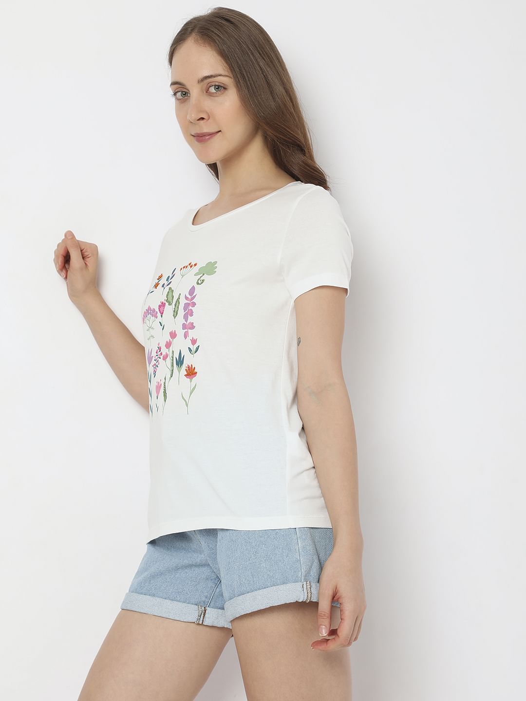 White Graphic Print T-Shirt