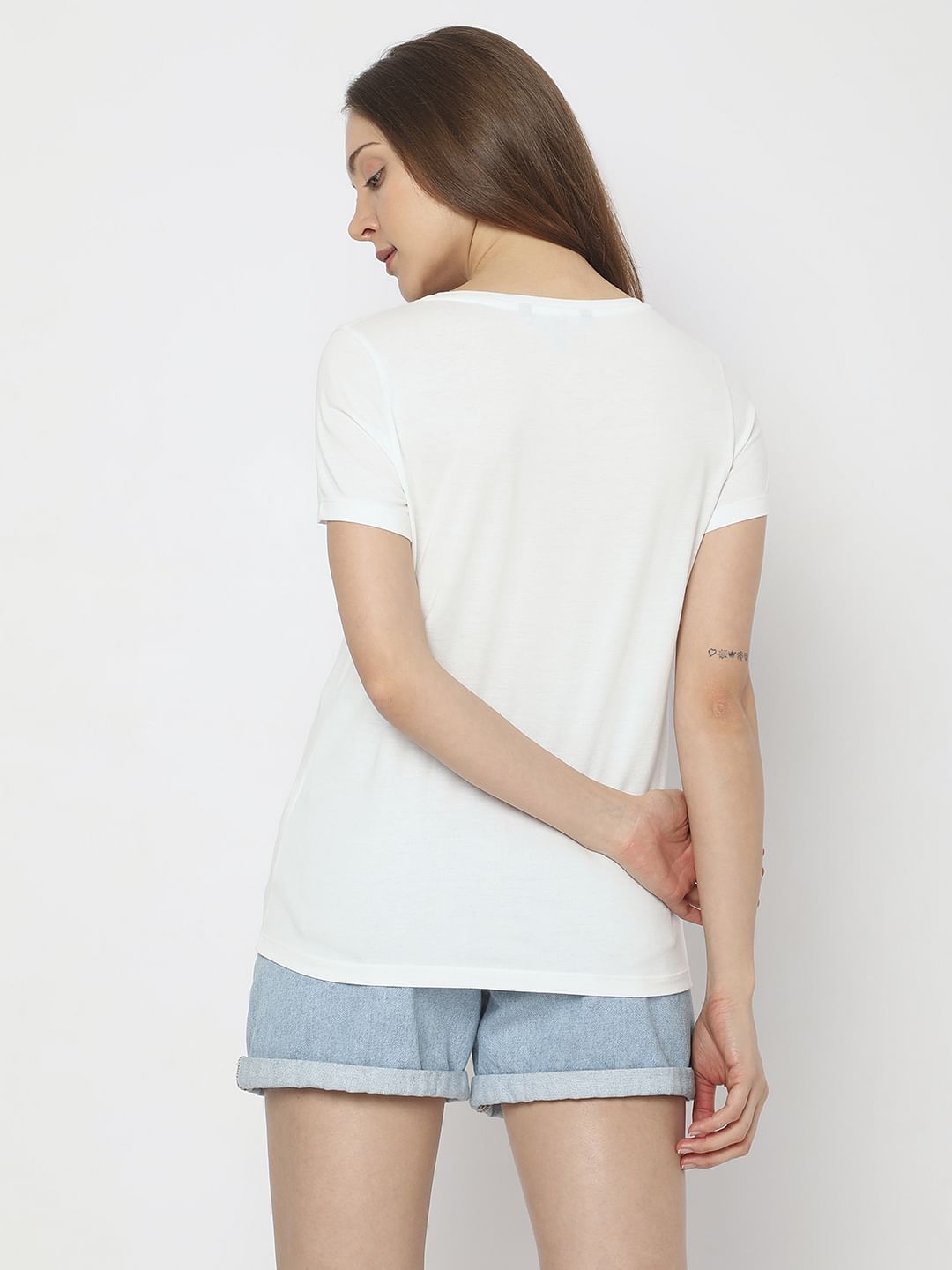 White Graphic Print T-Shirt