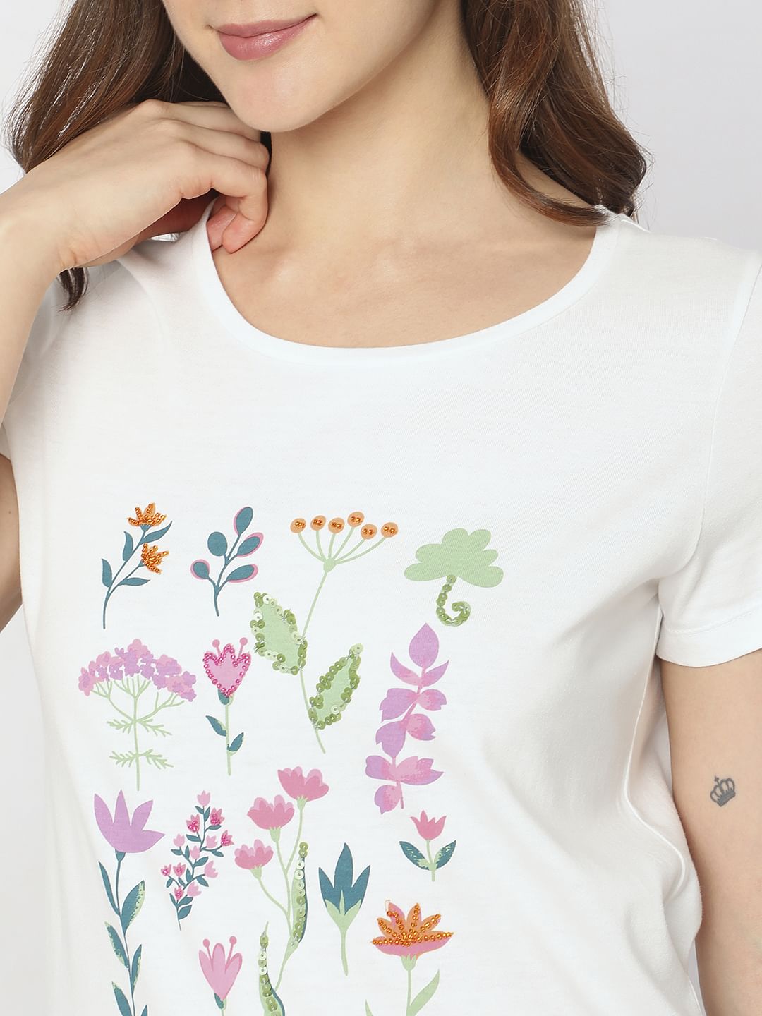 White Graphic Print T-Shirt