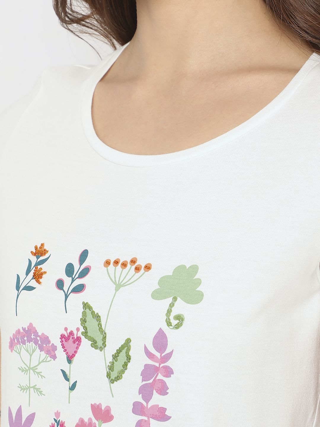 White Graphic Print T-Shirt