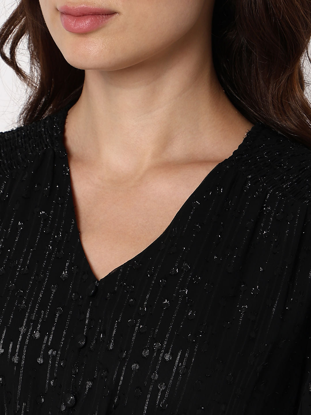 Black Textured Fit & Flare Dress