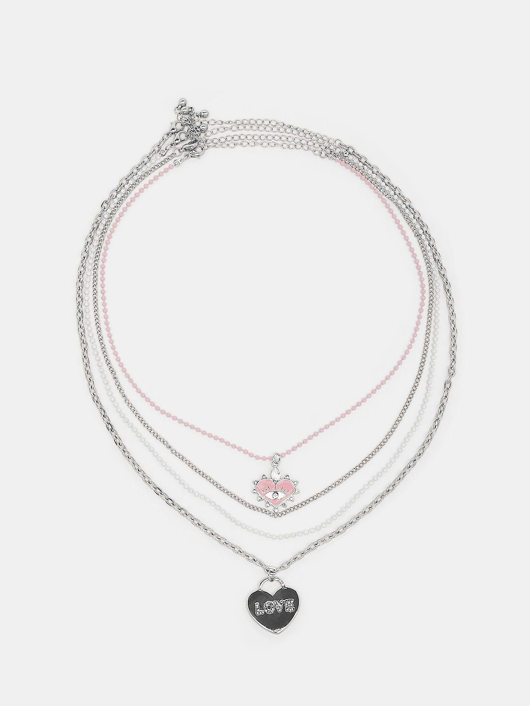 Pack Of 4 Silver Necklace