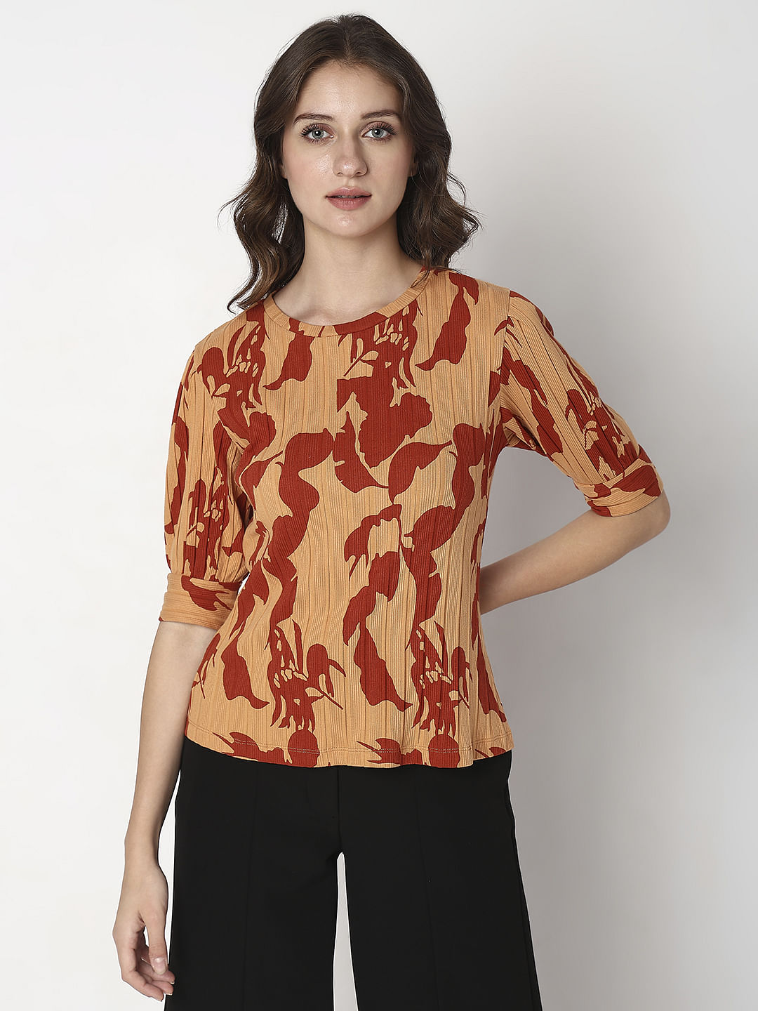 Brown Printed Top