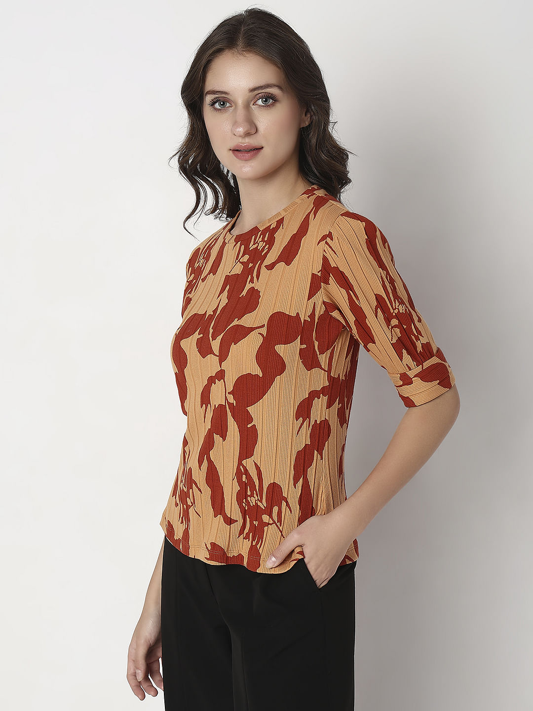 Brown Printed Top