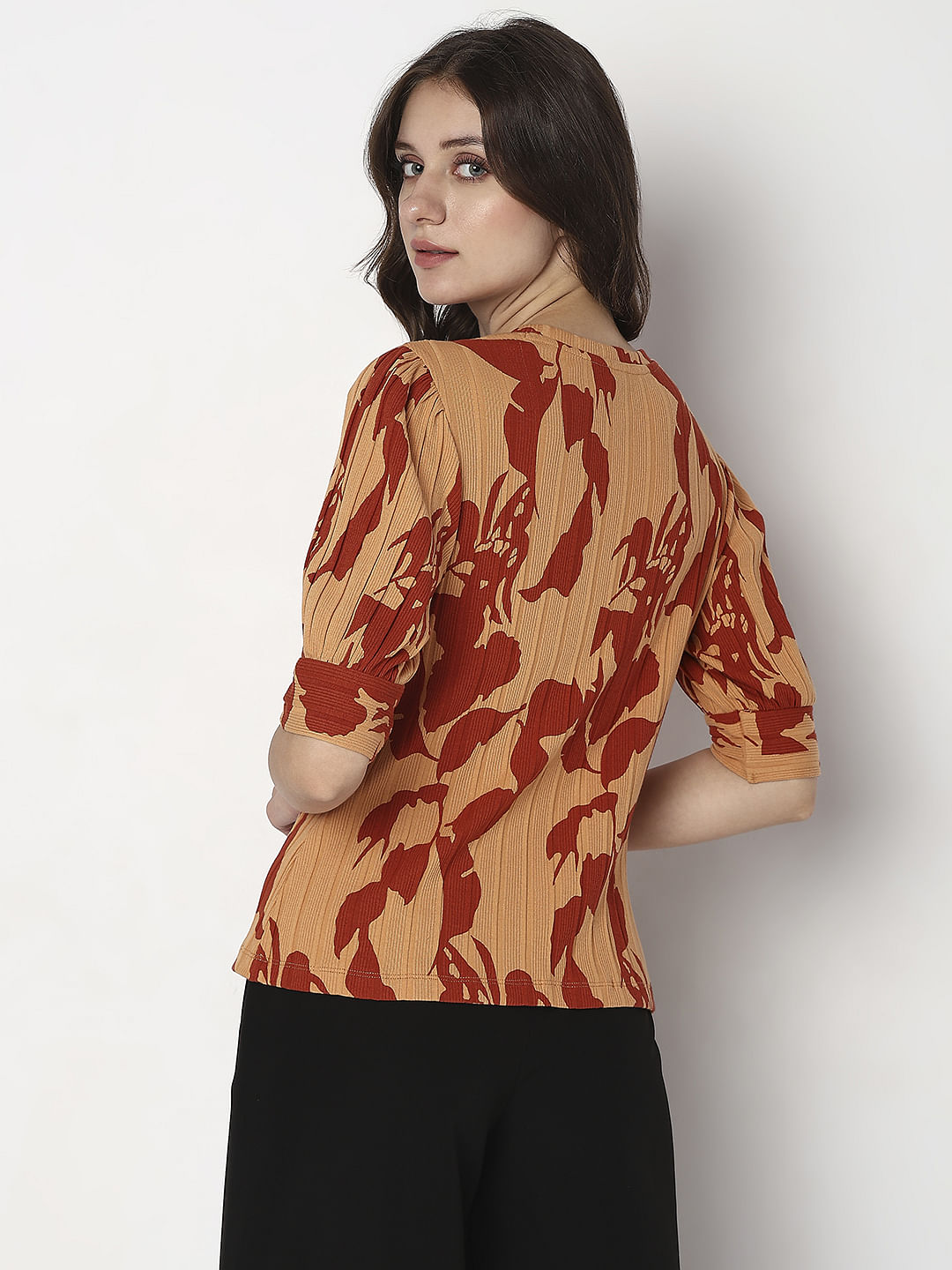 Brown Printed Top