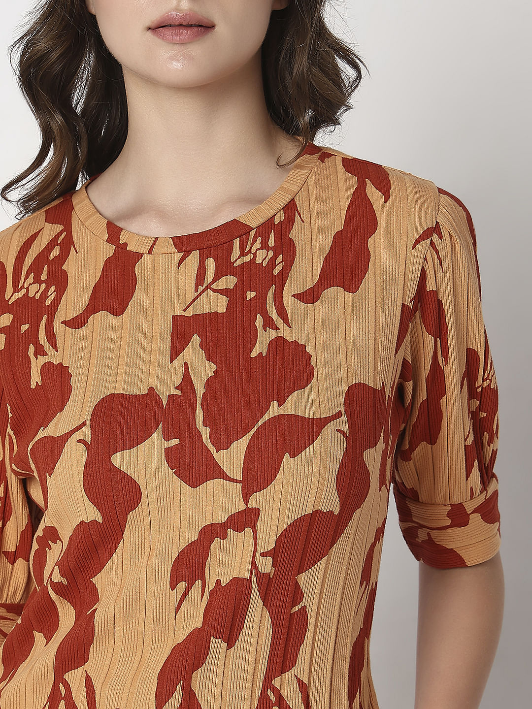 Brown Printed Top