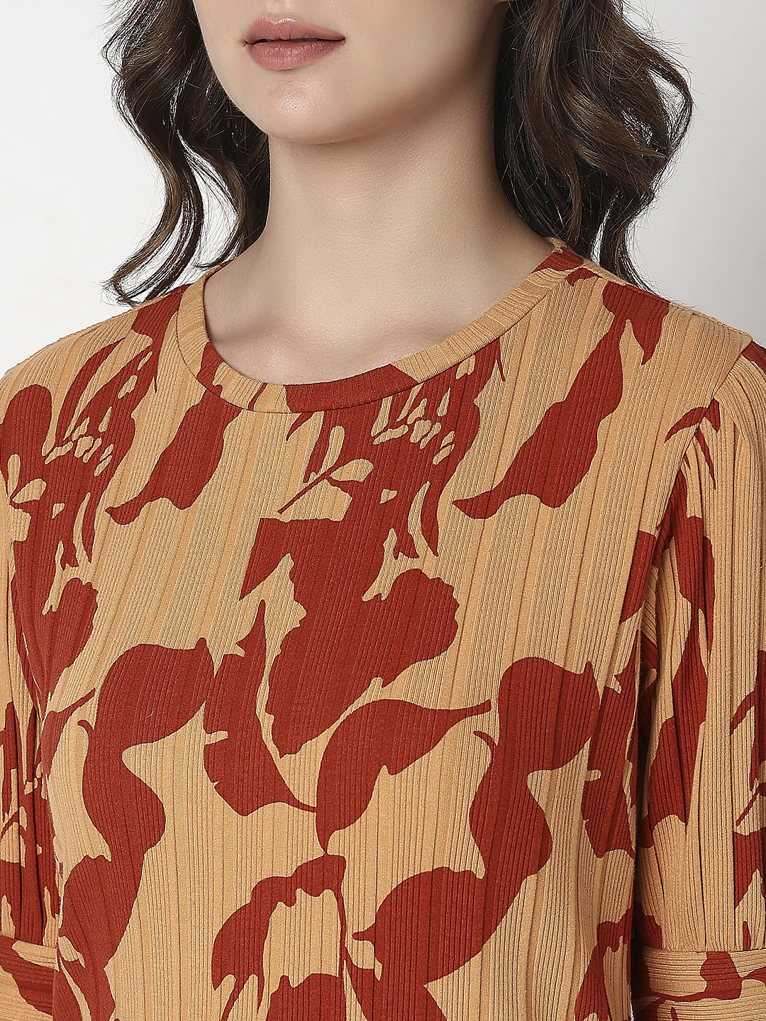 Brown Printed Top