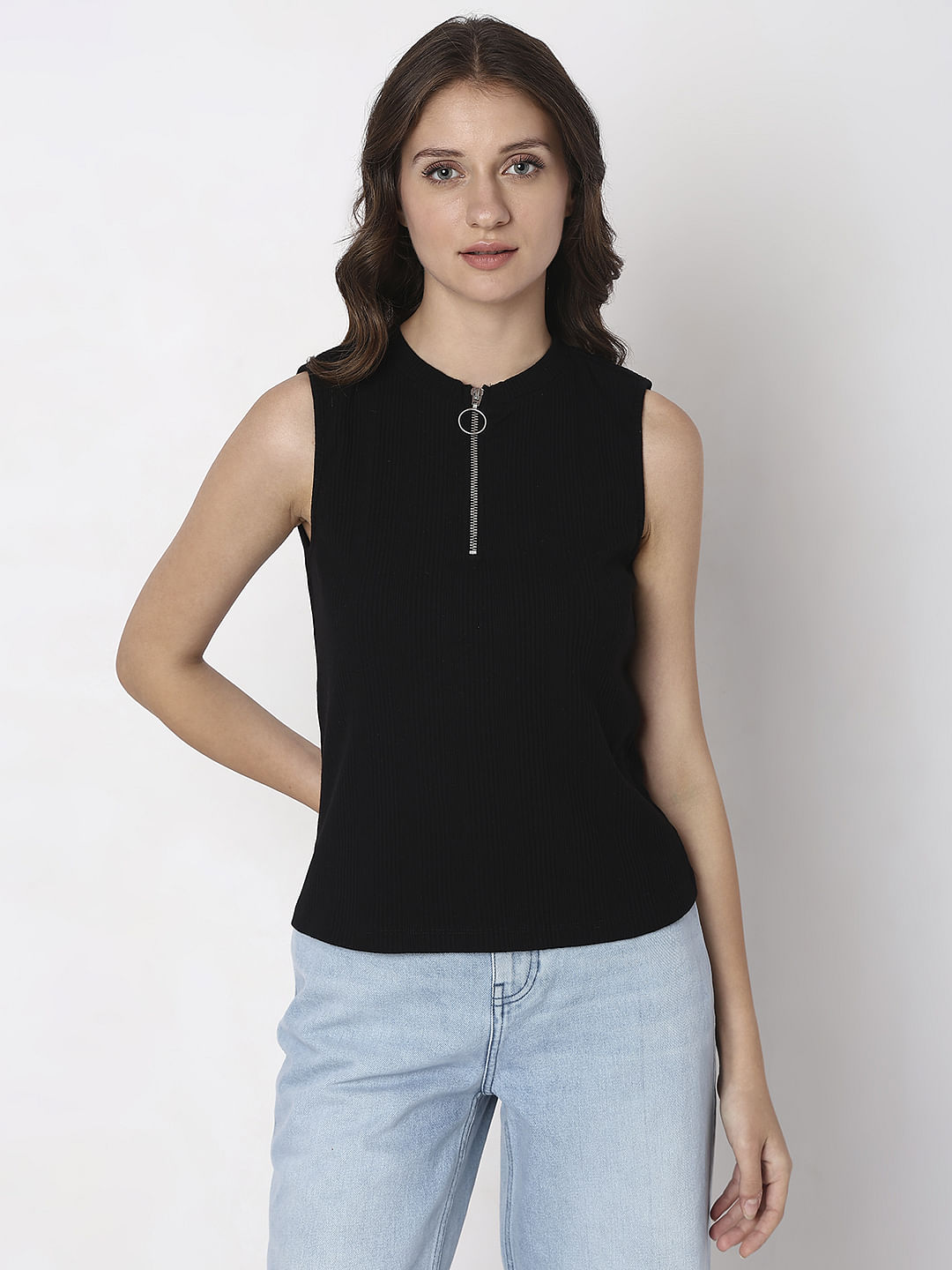 Black Knit Sleeveless Top